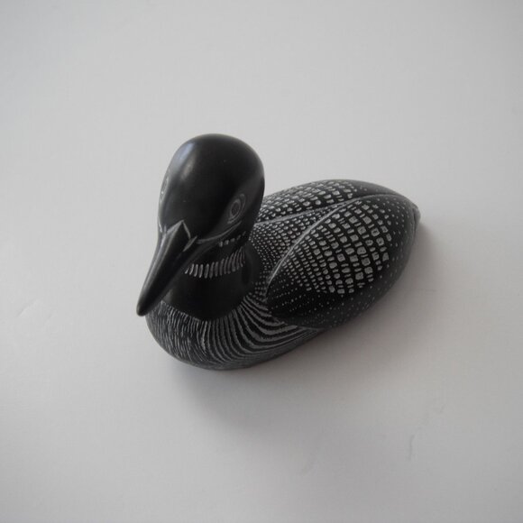 Vintage Boma Carved Black Stone Duck Figurine Sculpture Canada - Picture 7 of 7